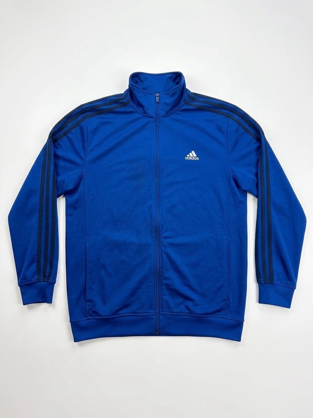 adidas Royal Blue Full-Zip Track Jacket with Black Stripes
